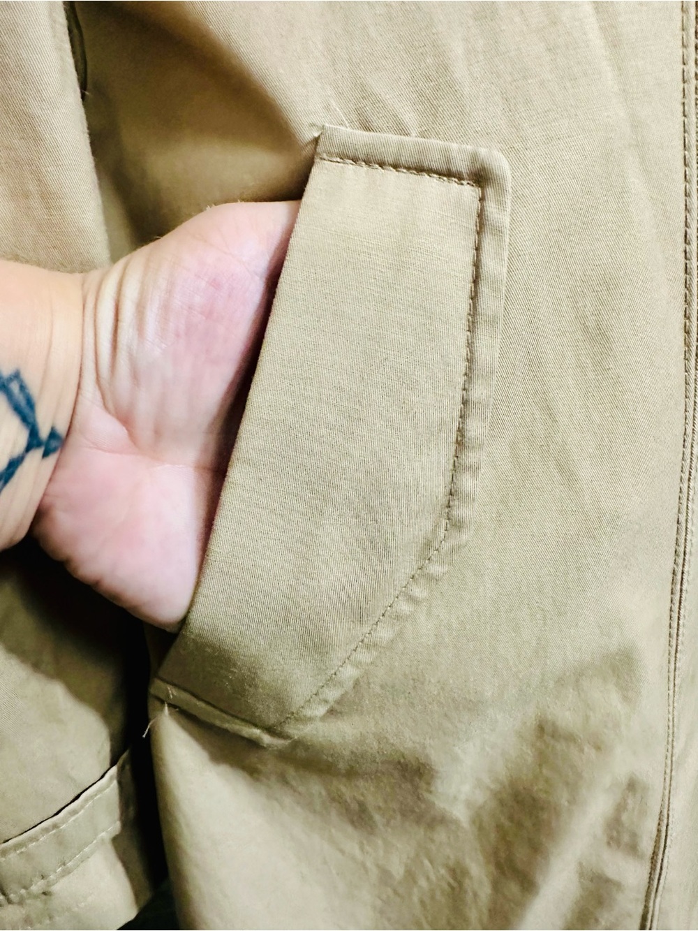 Lauren Ralph Lauren Khaki Double Breasted Belted Trench Coat XL - Picture 8 of 10